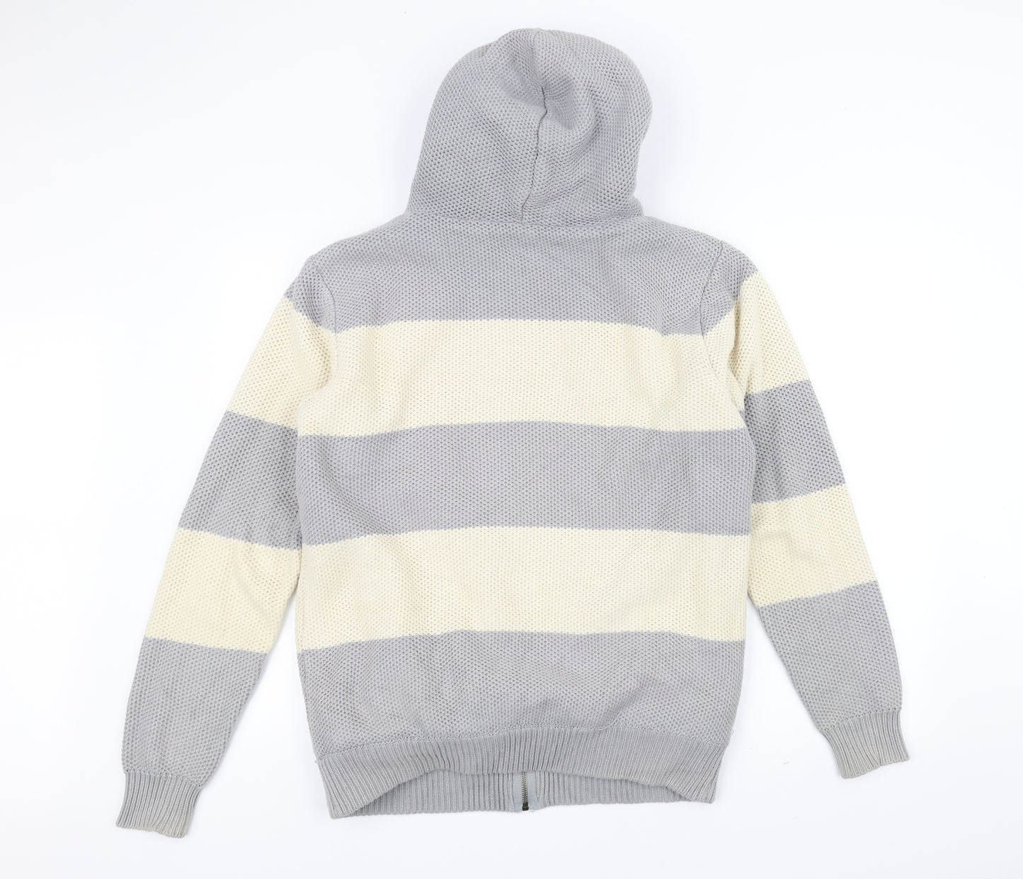 SoulCal&Co Mens Grey Striped Knit Jacket  Size L