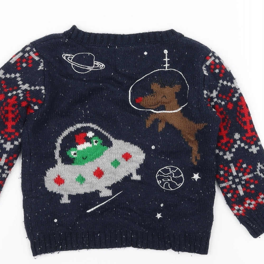 George  Blue   Pullover Jumper Size 12-18 Months  - Christmas