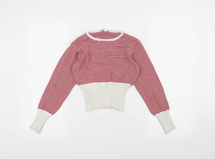 sissymissy Girls Red Striped Knit Pullover Jumper Size 12 Years