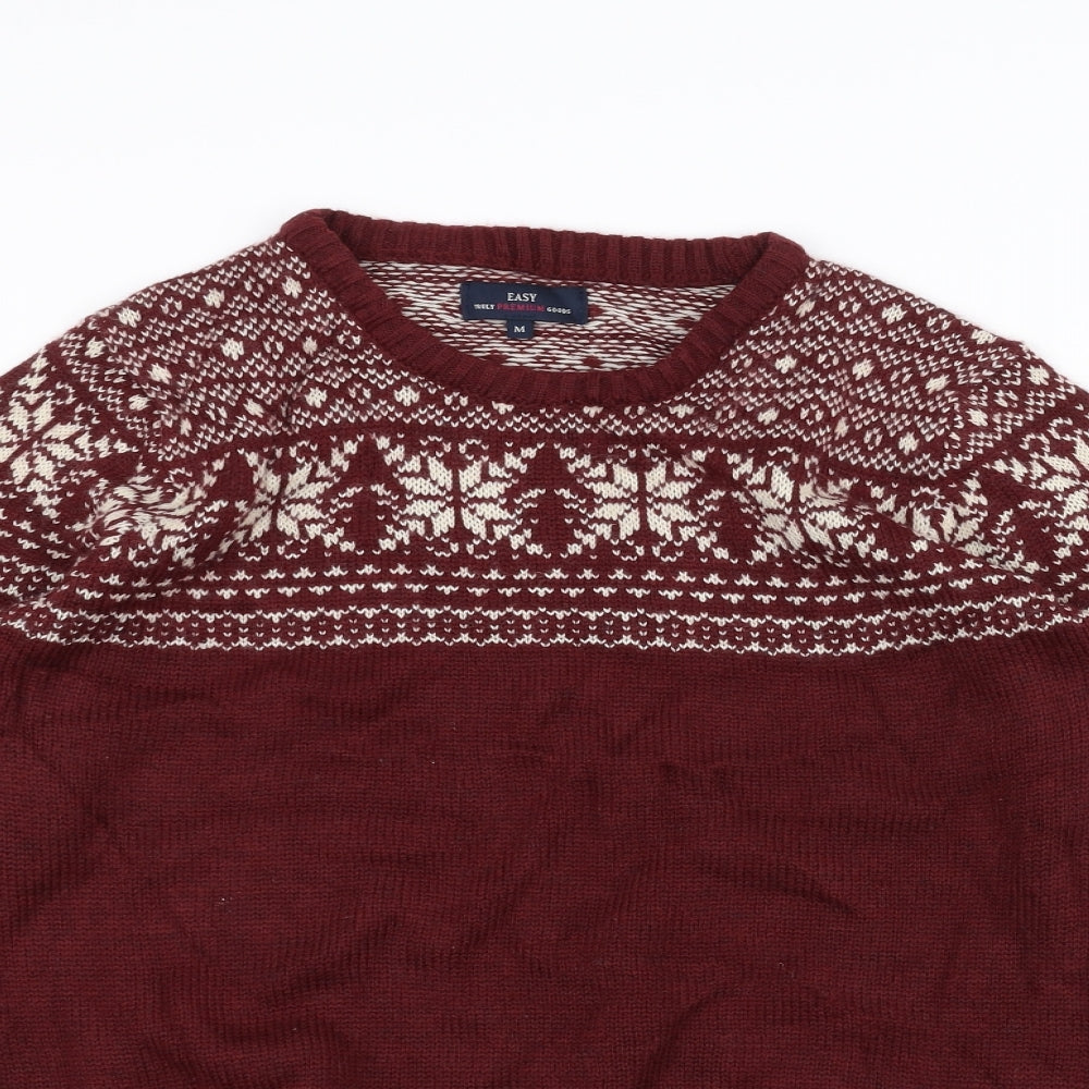 Easy Womens Red  Knit Pullover Jumper Size M  - Christmas