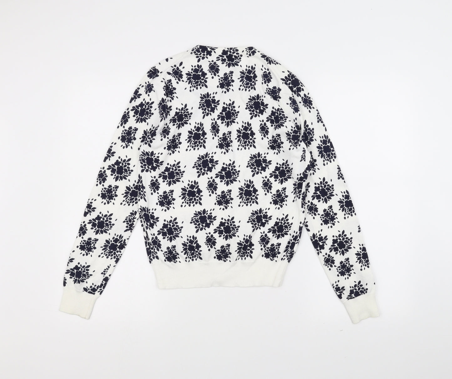 uni Womens White Floral  Cardigan Jumper Size XS