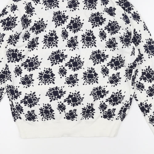 uni Womens White Floral  Cardigan Jumper Size XS