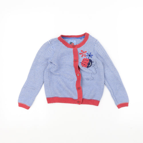 TU Girls Blue  Knit Cardigan Jumper Size 2-3 Years  - ladybug