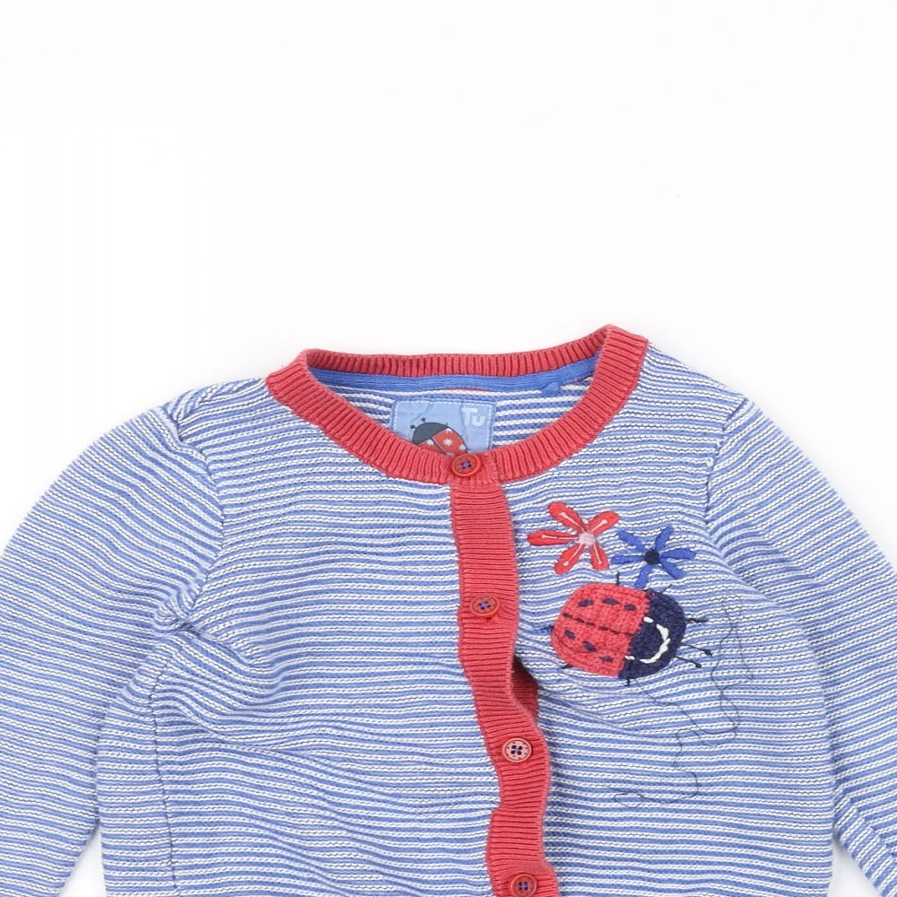 TU Girls Blue  Knit Cardigan Jumper Size 2-3 Years  - ladybug