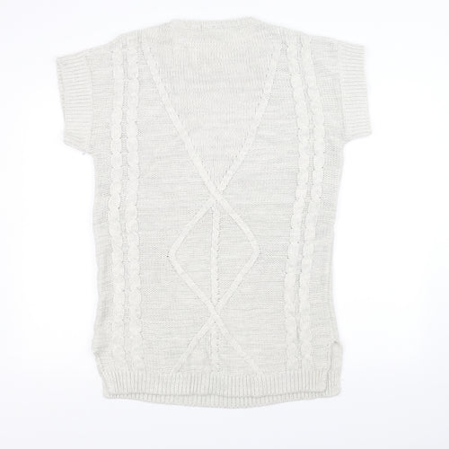 acylic Womens White  Knit Pullover Jumper Size 16