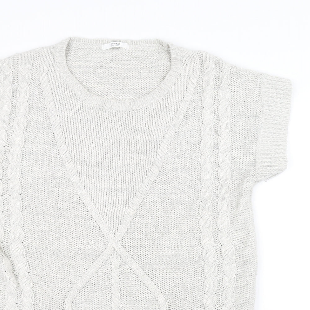 acylic Womens White  Knit Pullover Jumper Size 16