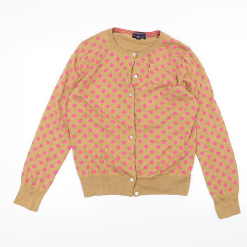 Land's End Womens Brown Polka Dot  Cardigan Jumper Size M