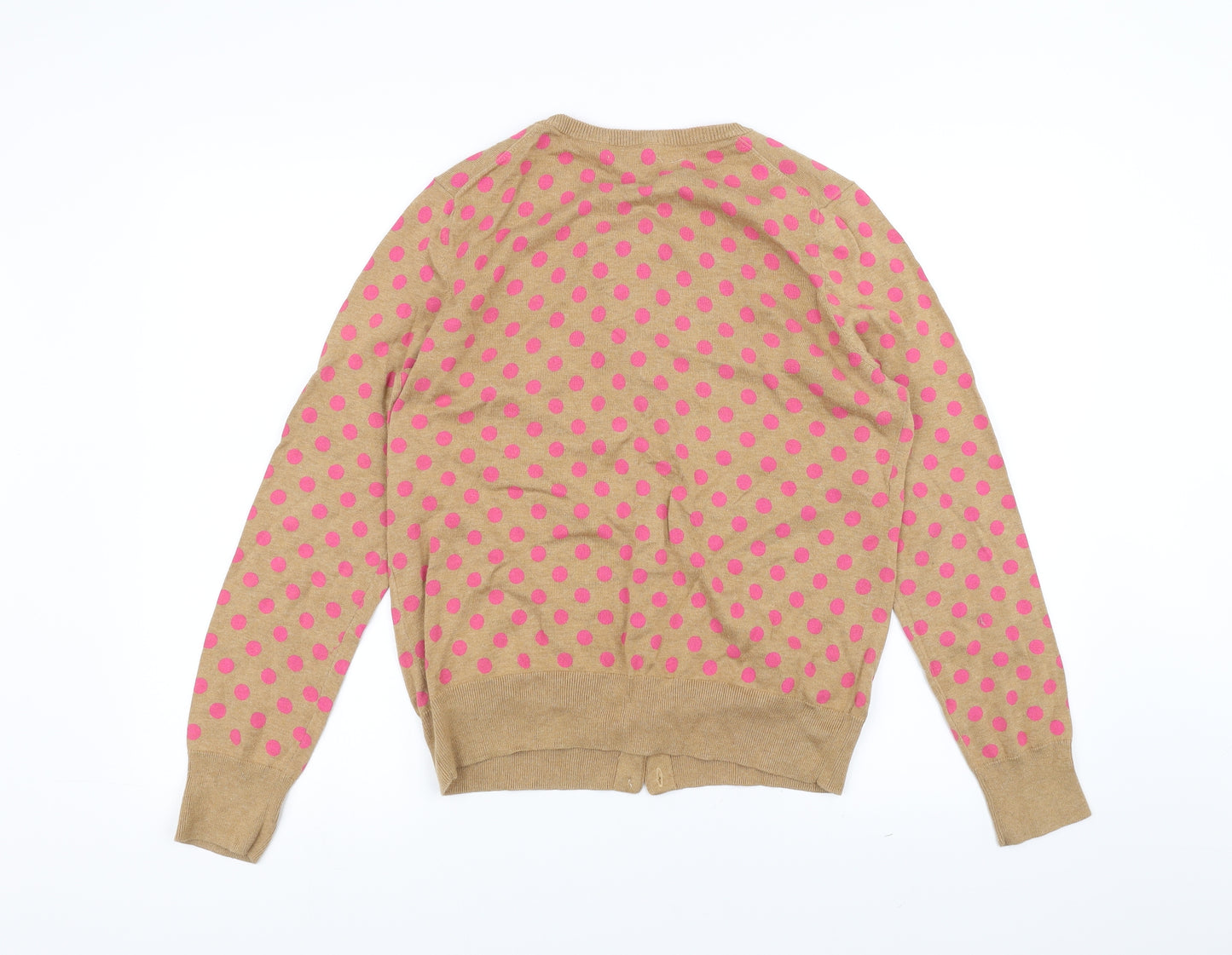 Land's End Womens Brown Polka Dot  Cardigan Jumper Size M