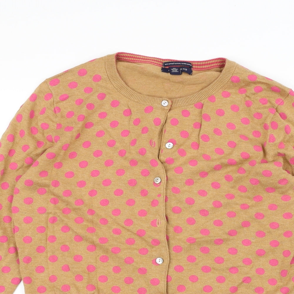 Land's End Womens Brown Polka Dot  Cardigan Jumper Size M