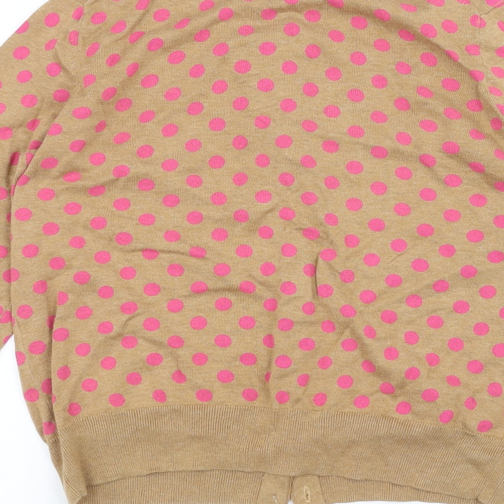 Land's End Womens Brown Polka Dot  Cardigan Jumper Size M