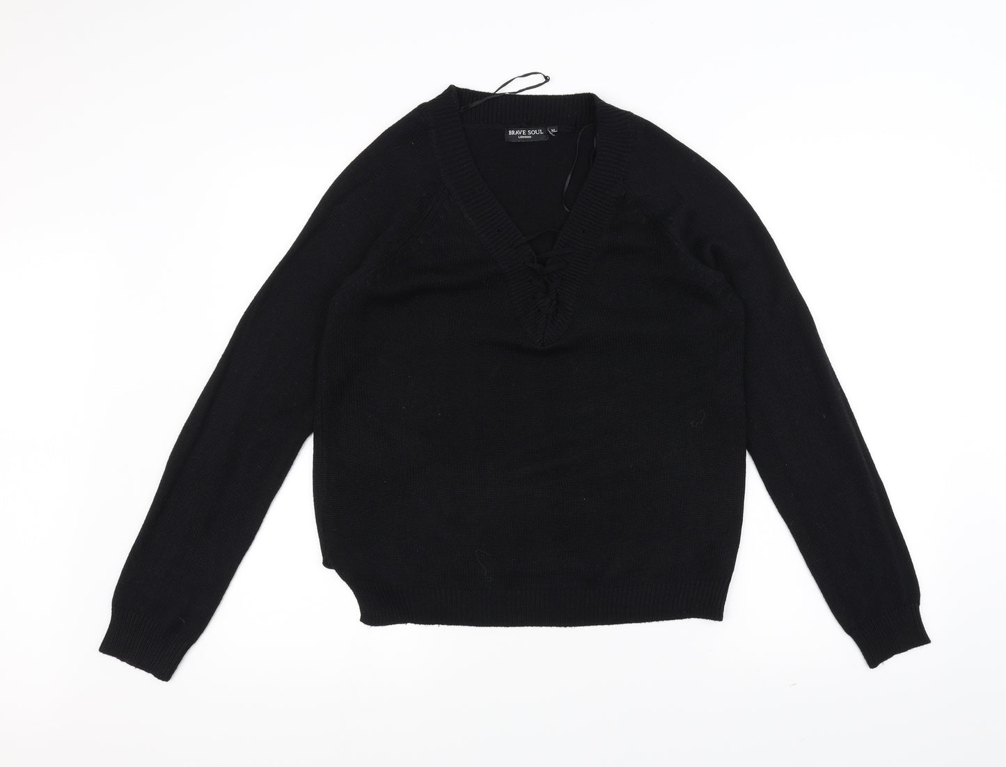 Brave Soul Womens Black   Pullover Jumper Size M