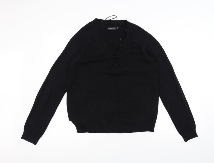 Brave Soul Womens Black   Pullover Jumper Size M
