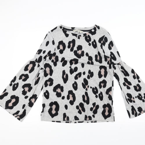 F&F Womens Grey Animal Print  Pullover Jumper Size 6
