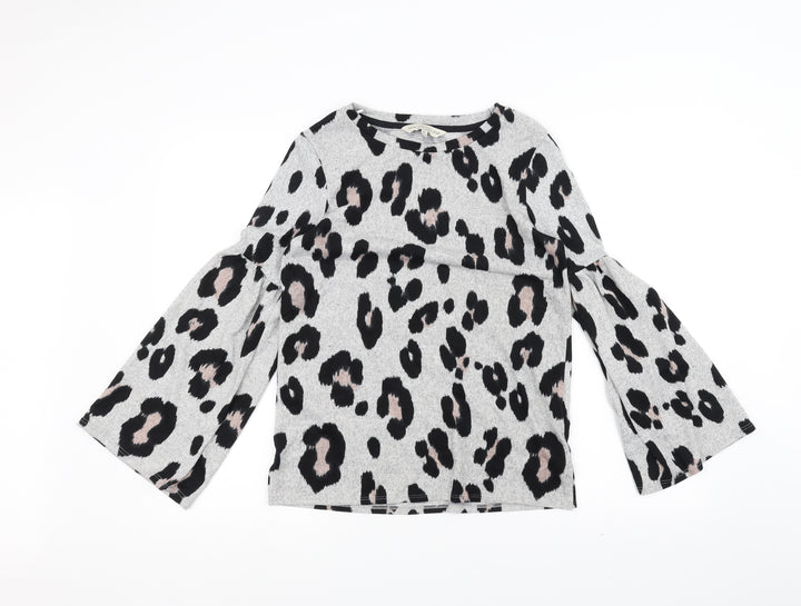 F&F Womens Grey Animal Print  Pullover Jumper Size 6