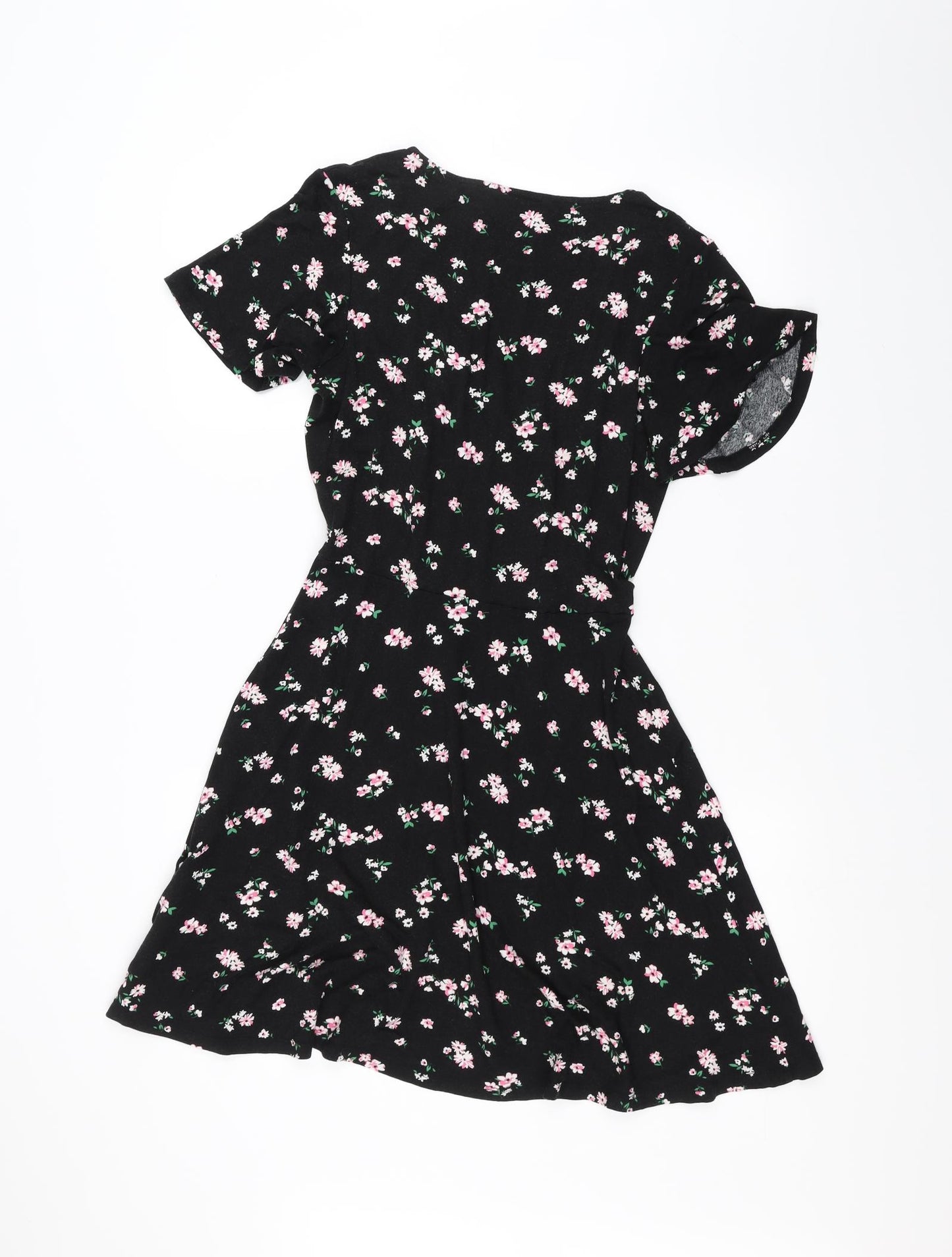 F&F Womens Black Floral  A-Line  Size 6