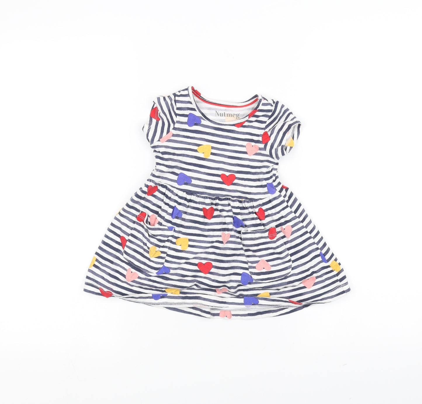 Nutmeg Baby White Striped  A-Line  Size 12-18 Months