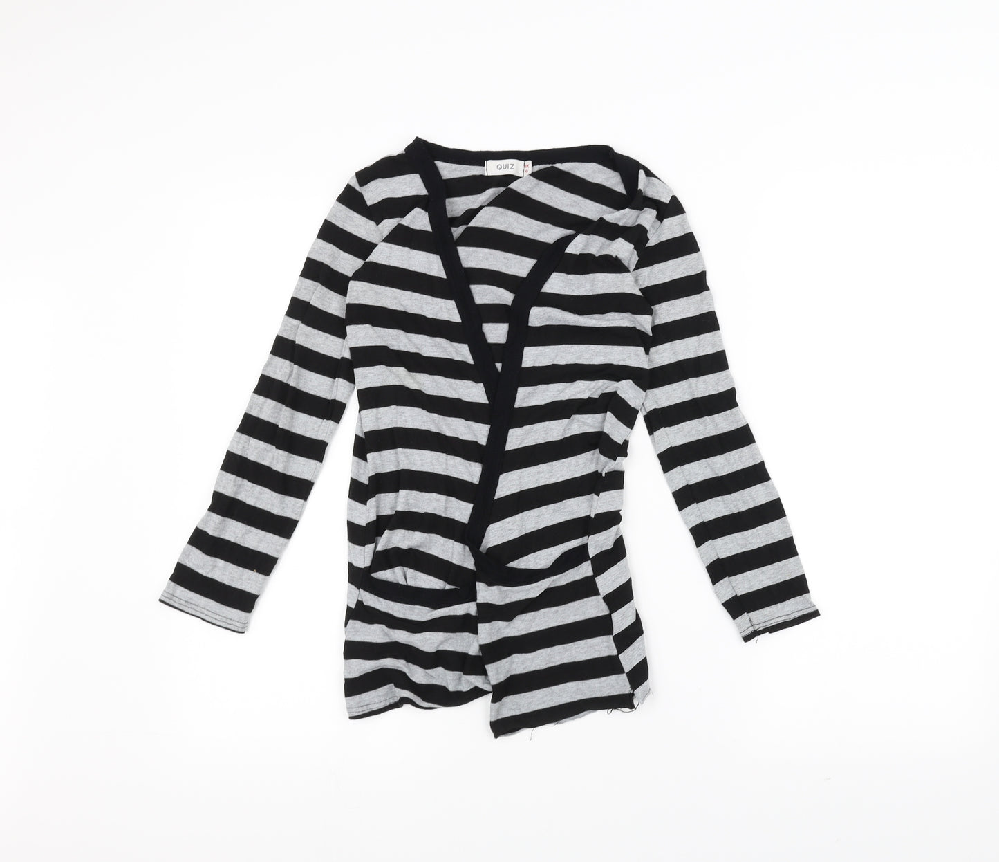 Quiz Womens Grey Striped  Cardigan Jumper Size 8
