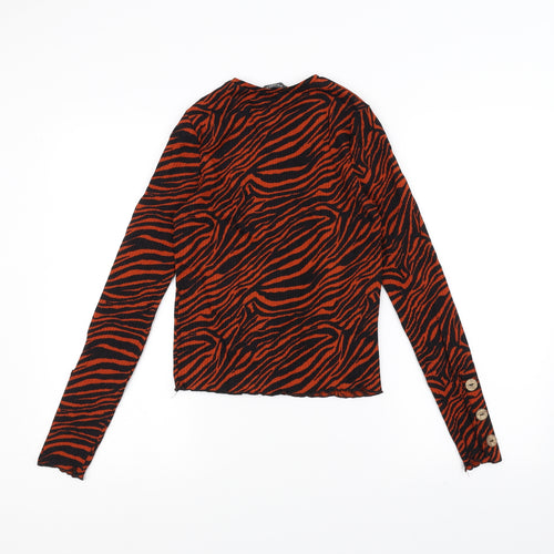 Primark Womens Orange Animal Print  Basic T-Shirt Size 6