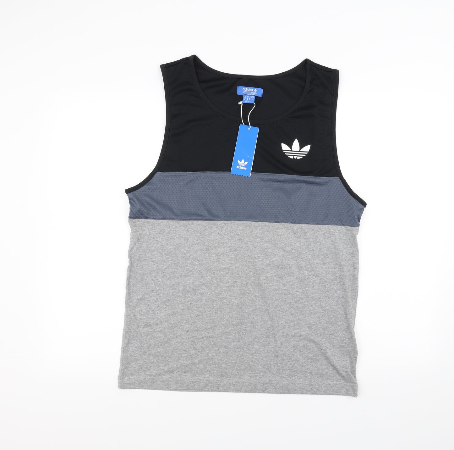 adidas Womens Grey Striped  Basic Tank Size M