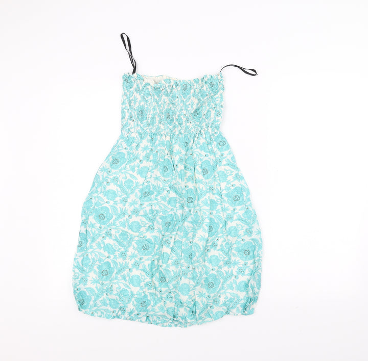 Warehouse Womens Blue Floral A-Line Size S