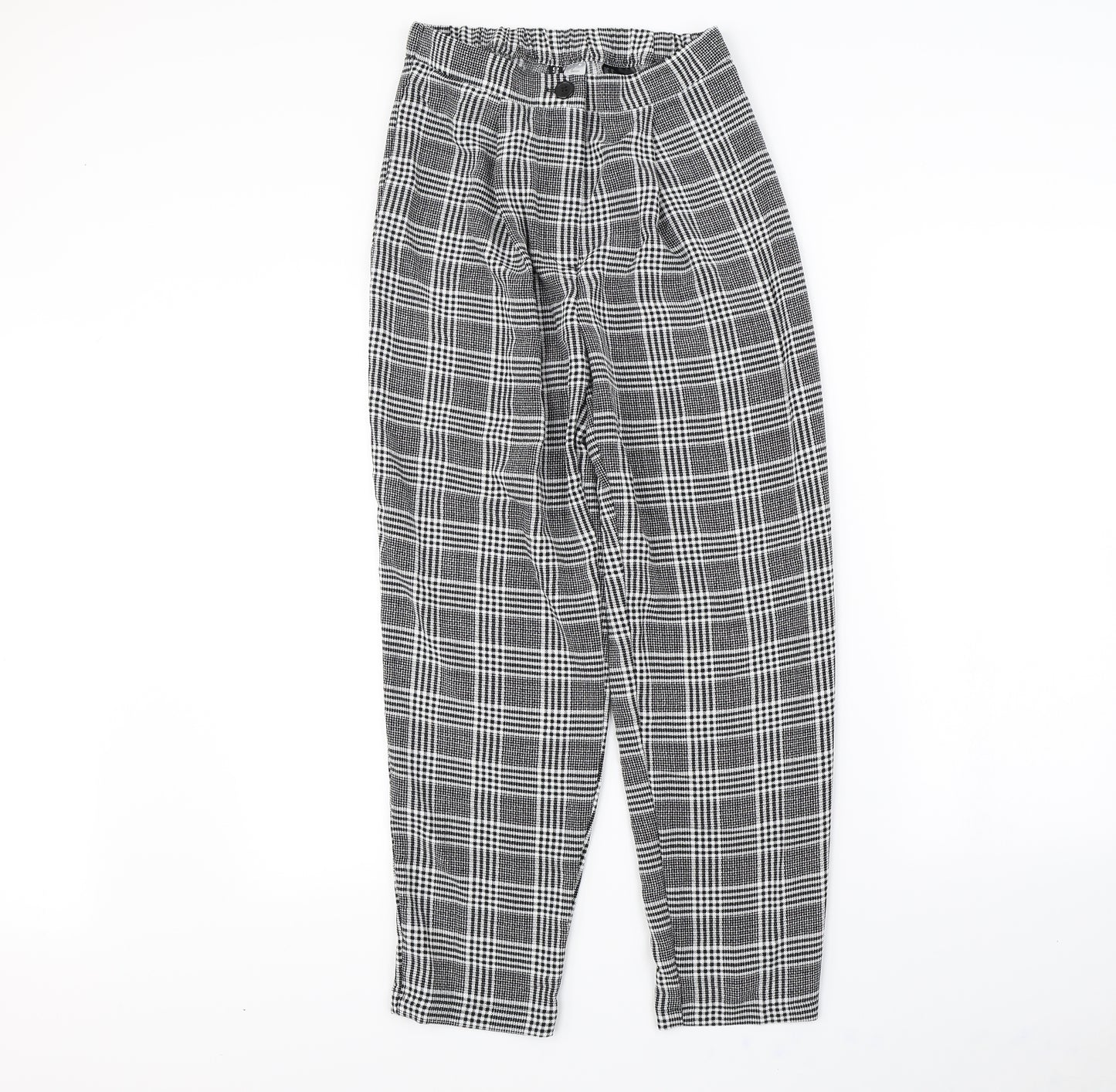 H&M Womens Black Plaid  Trousers  Size 8 L29 in