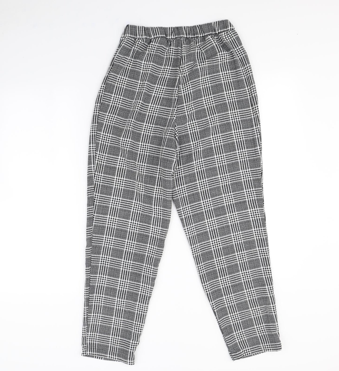 H&M Womens Black Plaid  Trousers  Size 8 L29 in