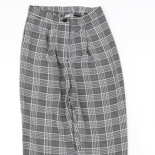H&M Womens Black Plaid  Trousers  Size 8 L29 in