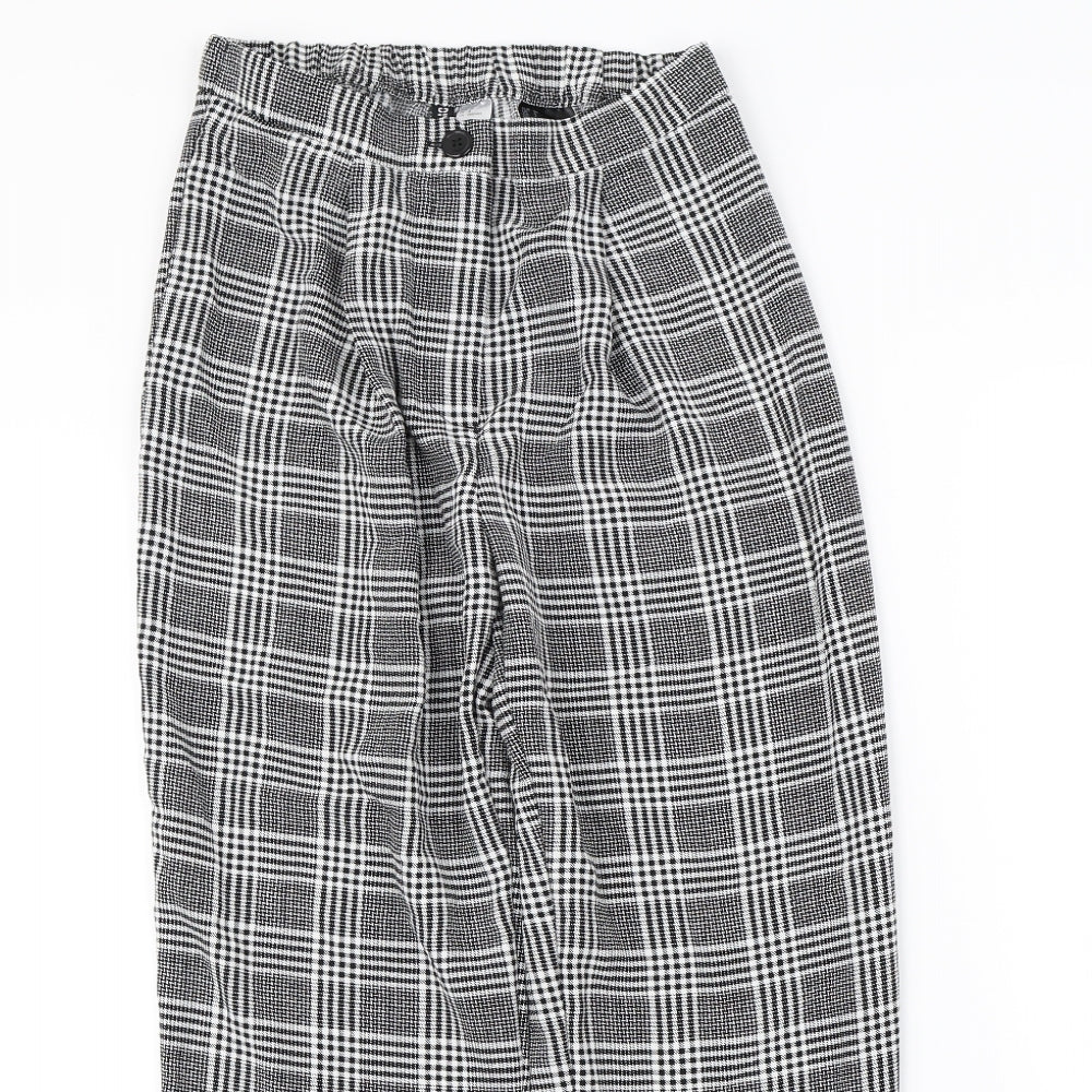 H&M Womens Black Plaid  Trousers  Size 8 L29 in