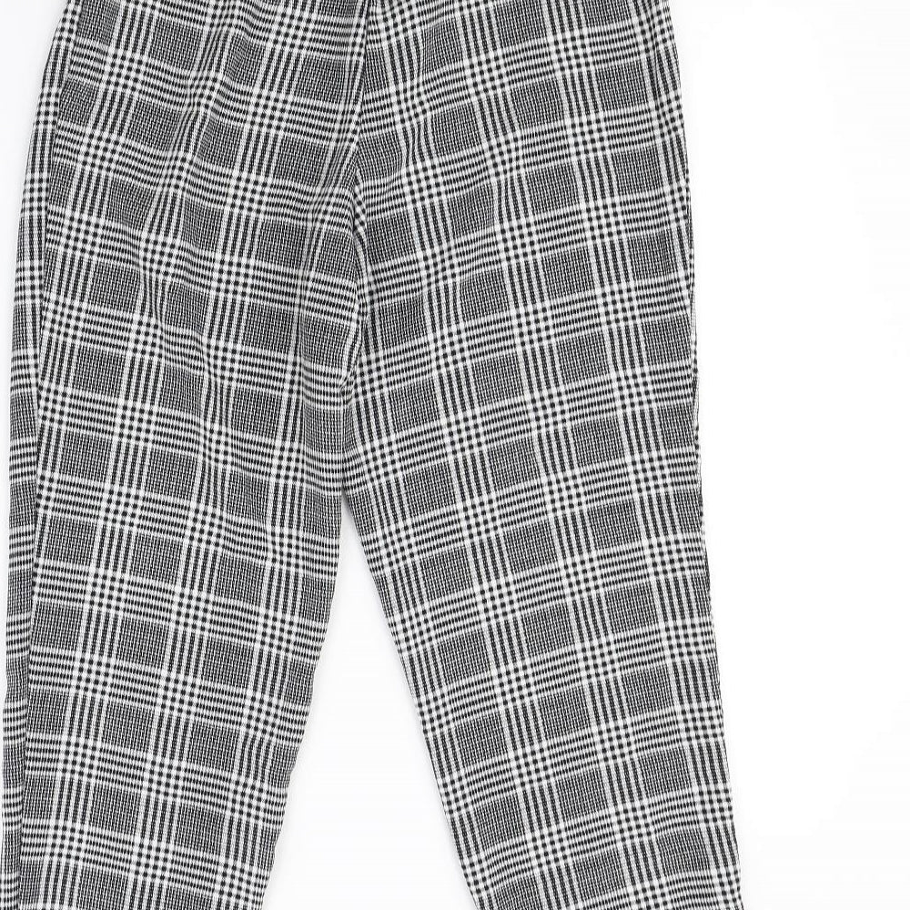 H&M Womens Black Plaid  Trousers  Size 8 L29 in