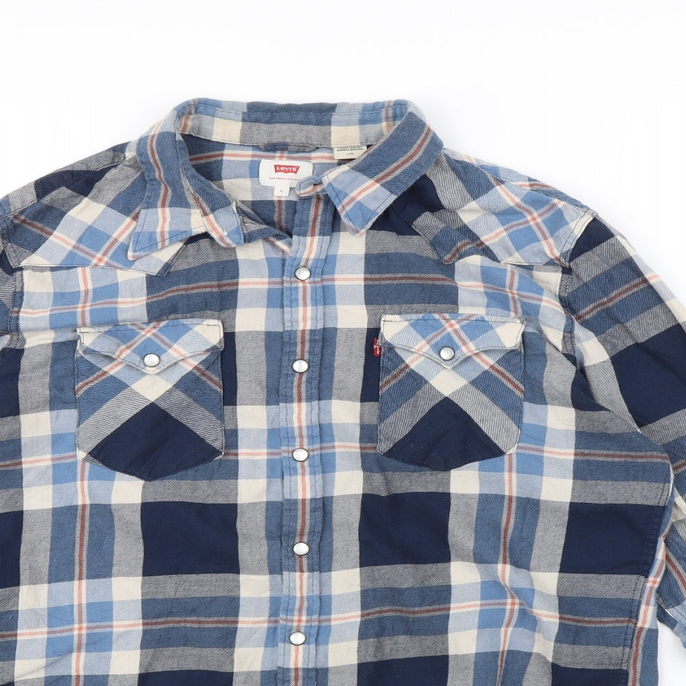 Levis Mens Black Check   Dress Shirt Size L