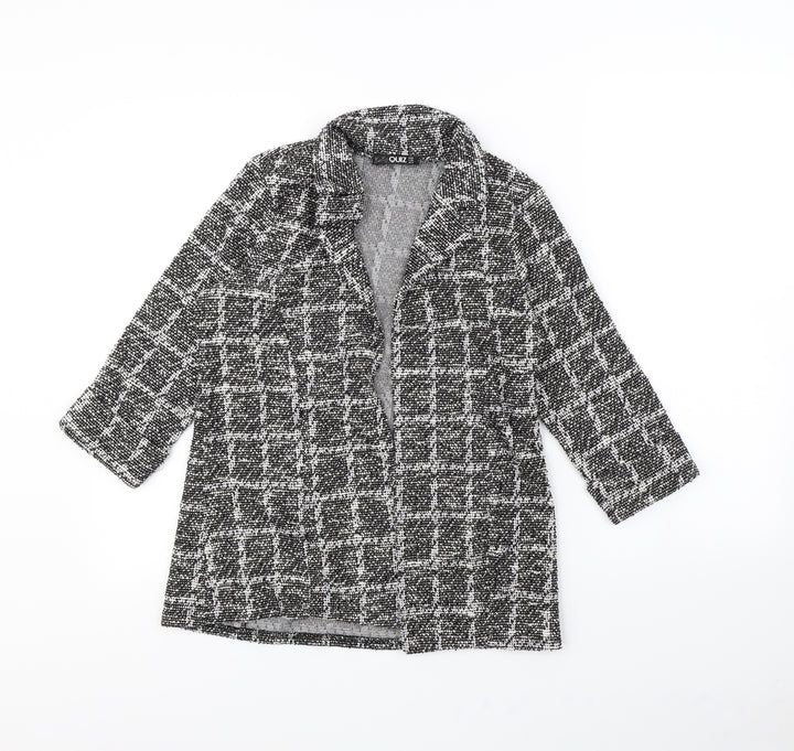 Quiz Womens Black Plaid Jacket Size 8