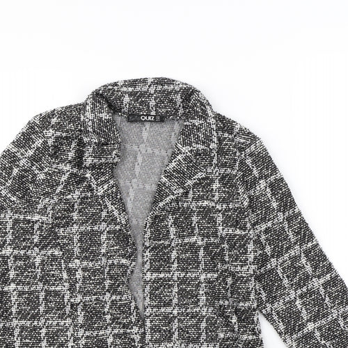 Quiz Womens Black Plaid  Jacket  Size 8