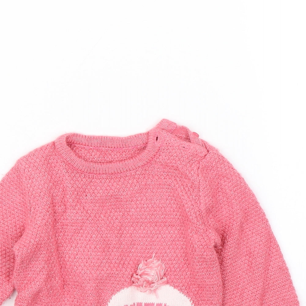 Preworn Baby Pink   Pullover Jumper Size 12-18 Months  - penguin