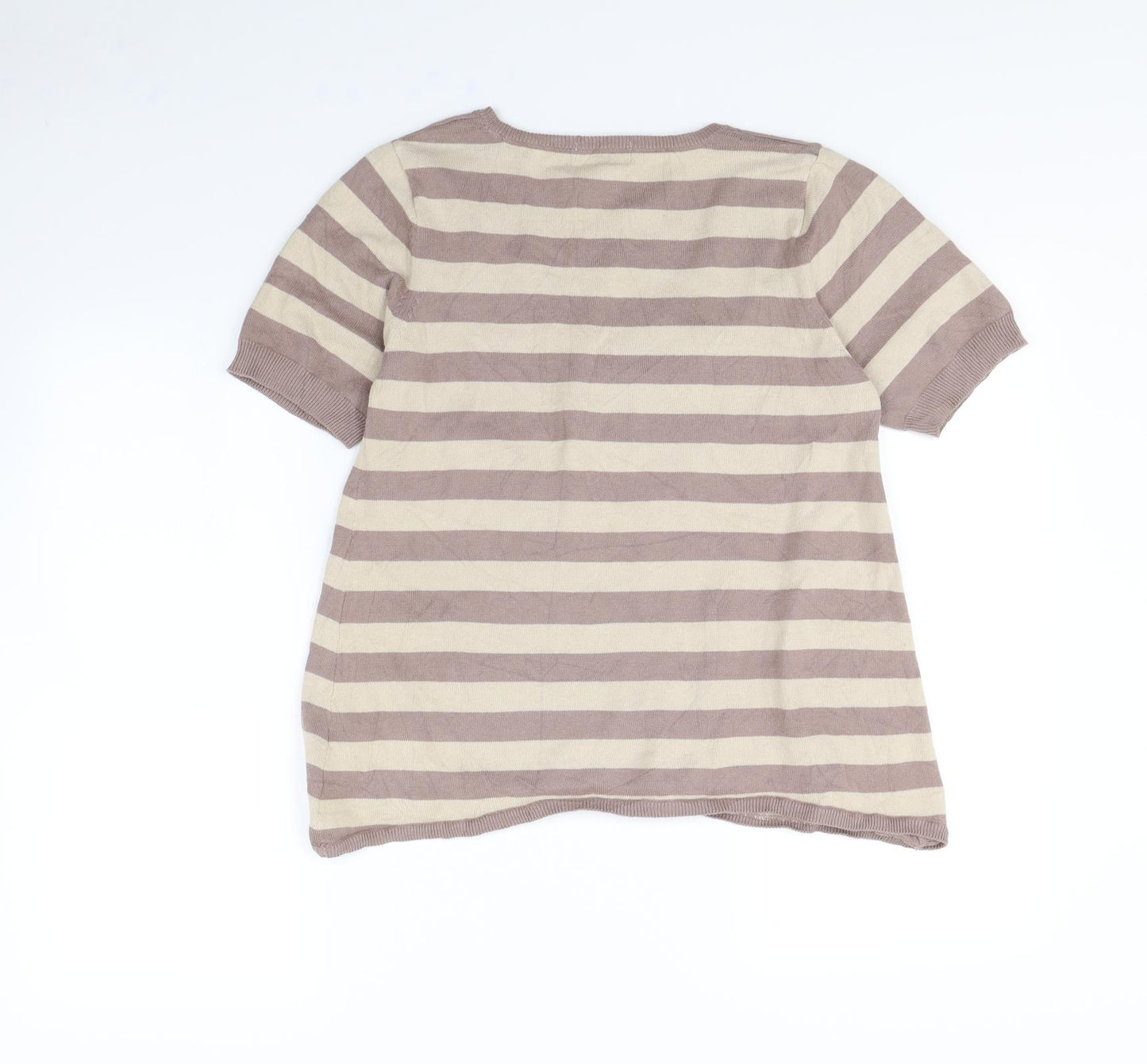 TU Womens Beige Striped  Pullover Jumper Size 12