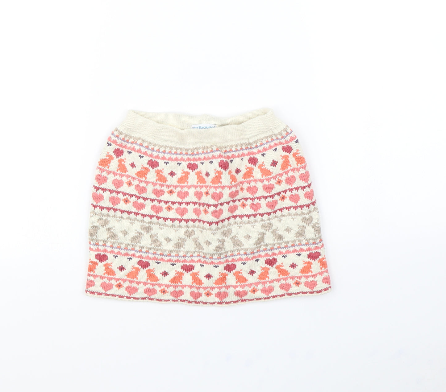 Vertbaudet Girls Beige Striped  Mini Skirt Size 2 Years