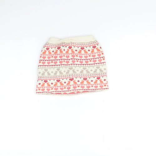 Vertbaudet Girls Beige Striped  Mini Skirt Size 2 Years