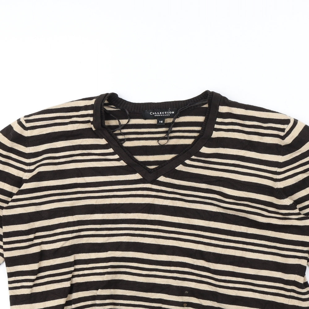 collection debenhams Womens Brown Striped  Pullover Jumper Size 16