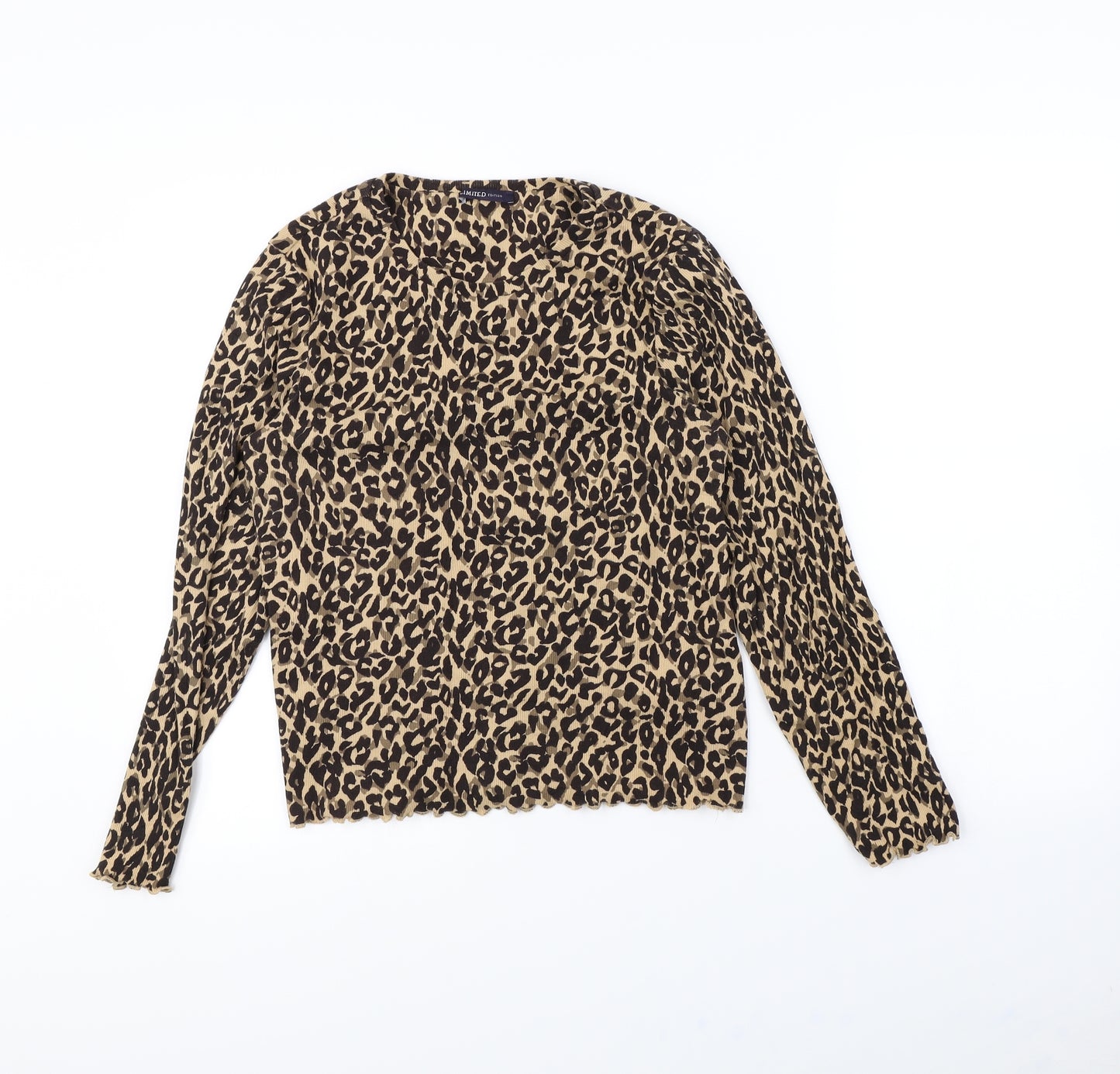 m&s Womens Brown Animal Print  Pullover Sweatshirt Size 16
