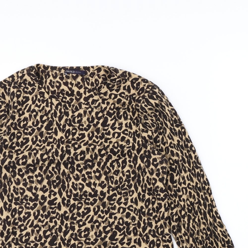 m&s Womens Brown Animal Print  Pullover Sweatshirt Size 16