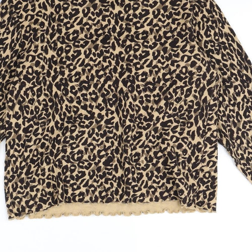 m&s Womens Brown Animal Print  Pullover Sweatshirt Size 16