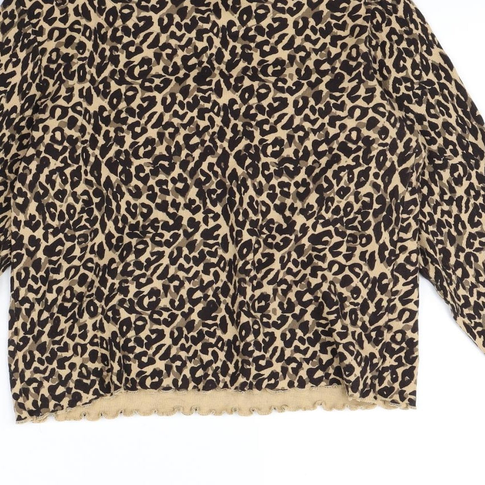m&s Womens Brown Animal Print  Pullover Sweatshirt Size 16