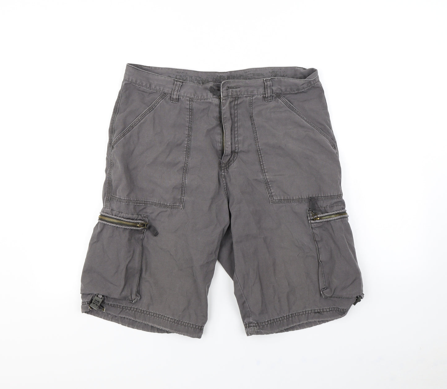 Red Herring Mens Grey   Cargo Shorts Size 32 in