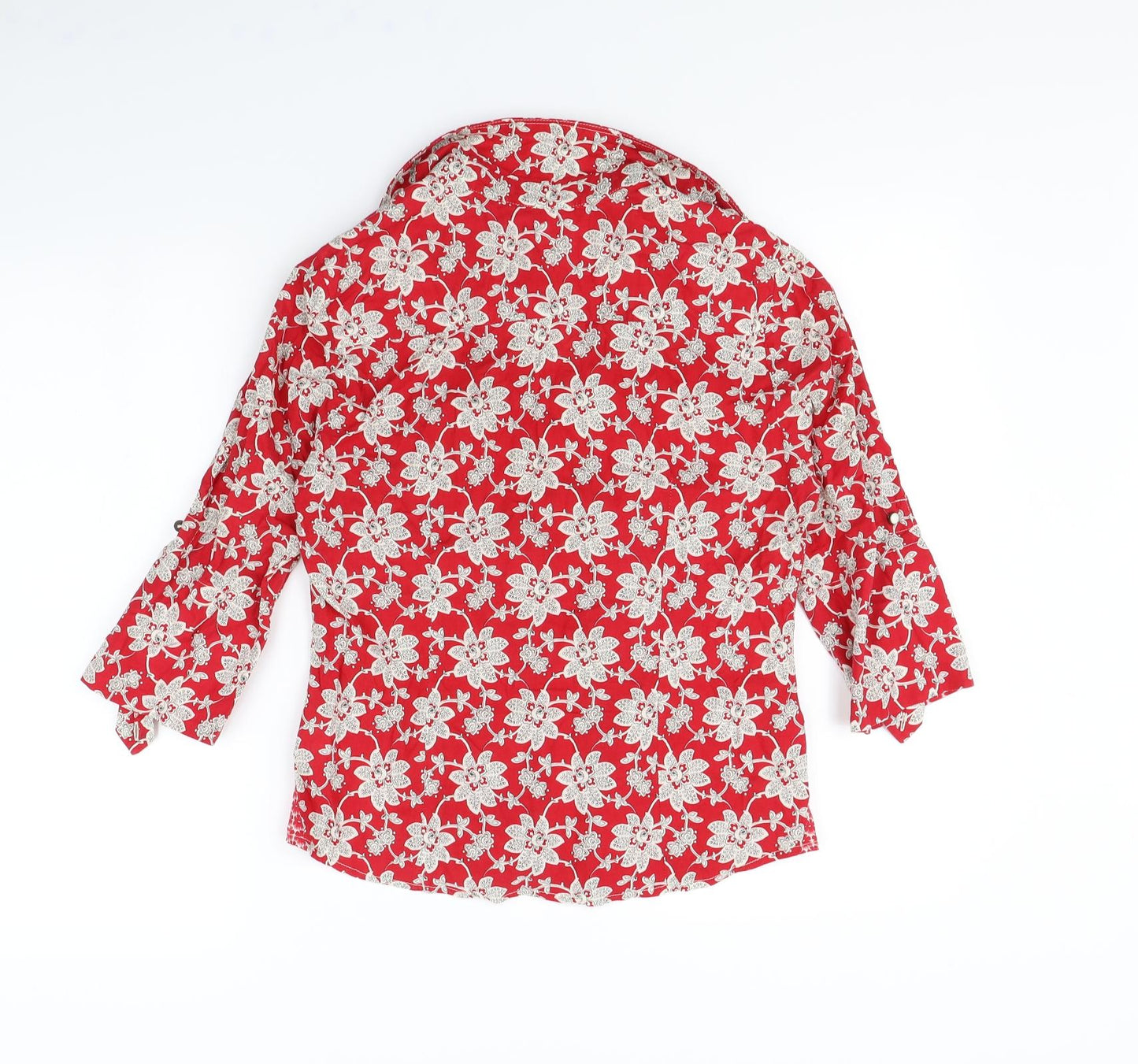 NEXT Womens Red Floral  Basic Button-Up Size 12