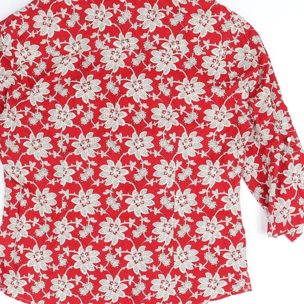 NEXT Womens Red Floral  Basic Button-Up Size 12