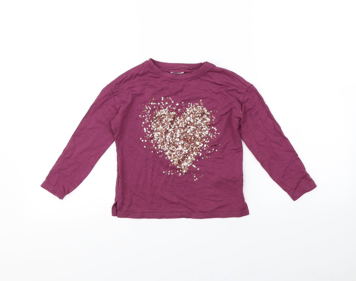 NEXT Girls Purple   Basic T-Shirt Size 5 Years  - Heart