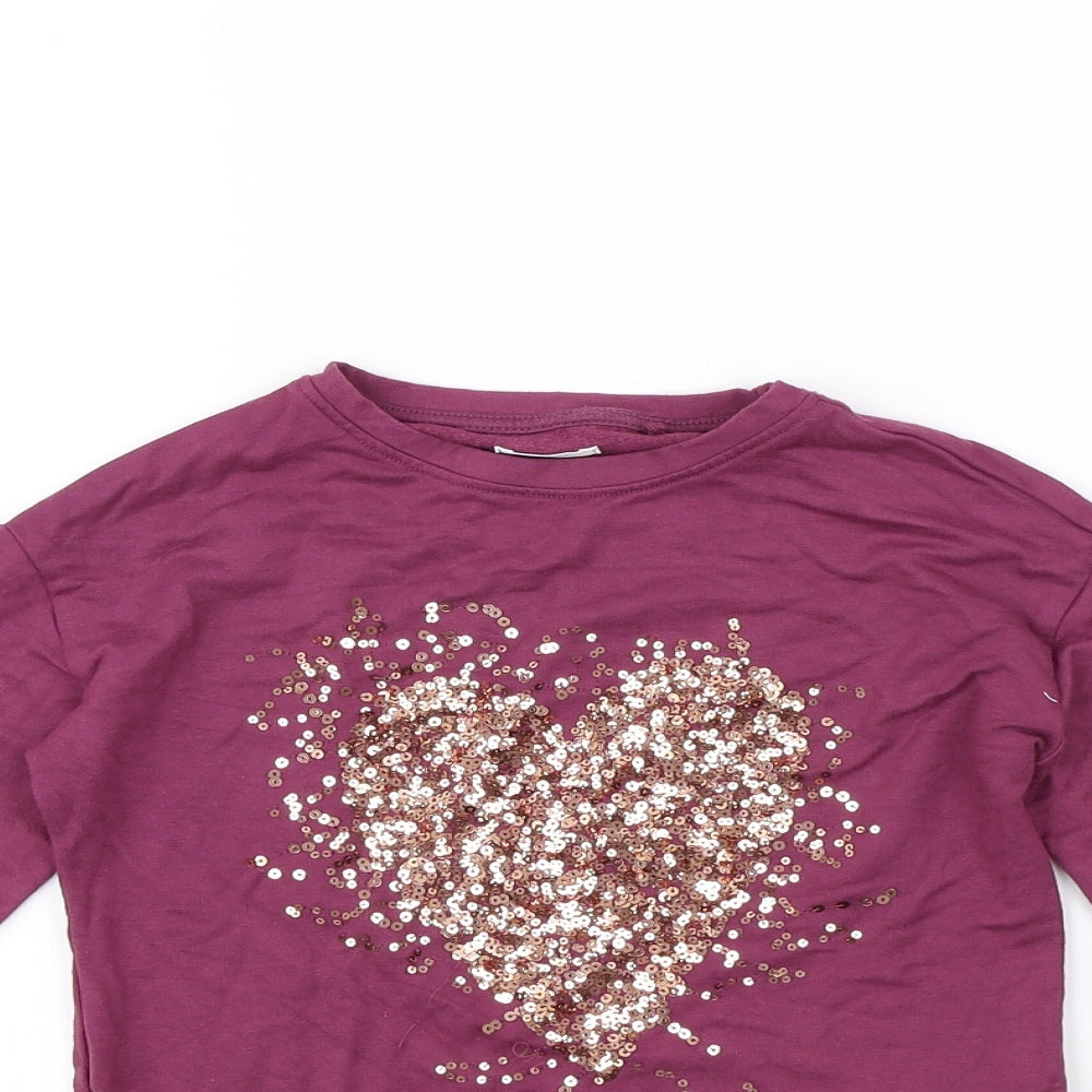 NEXT Girls Purple   Basic T-Shirt Size 5 Years  - Heart