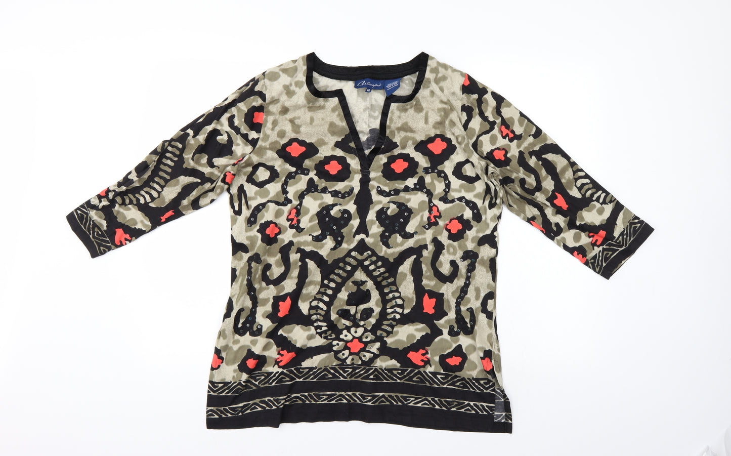 Artscape Womens Multicoloured Animal Print  Tunic Blouse Size M