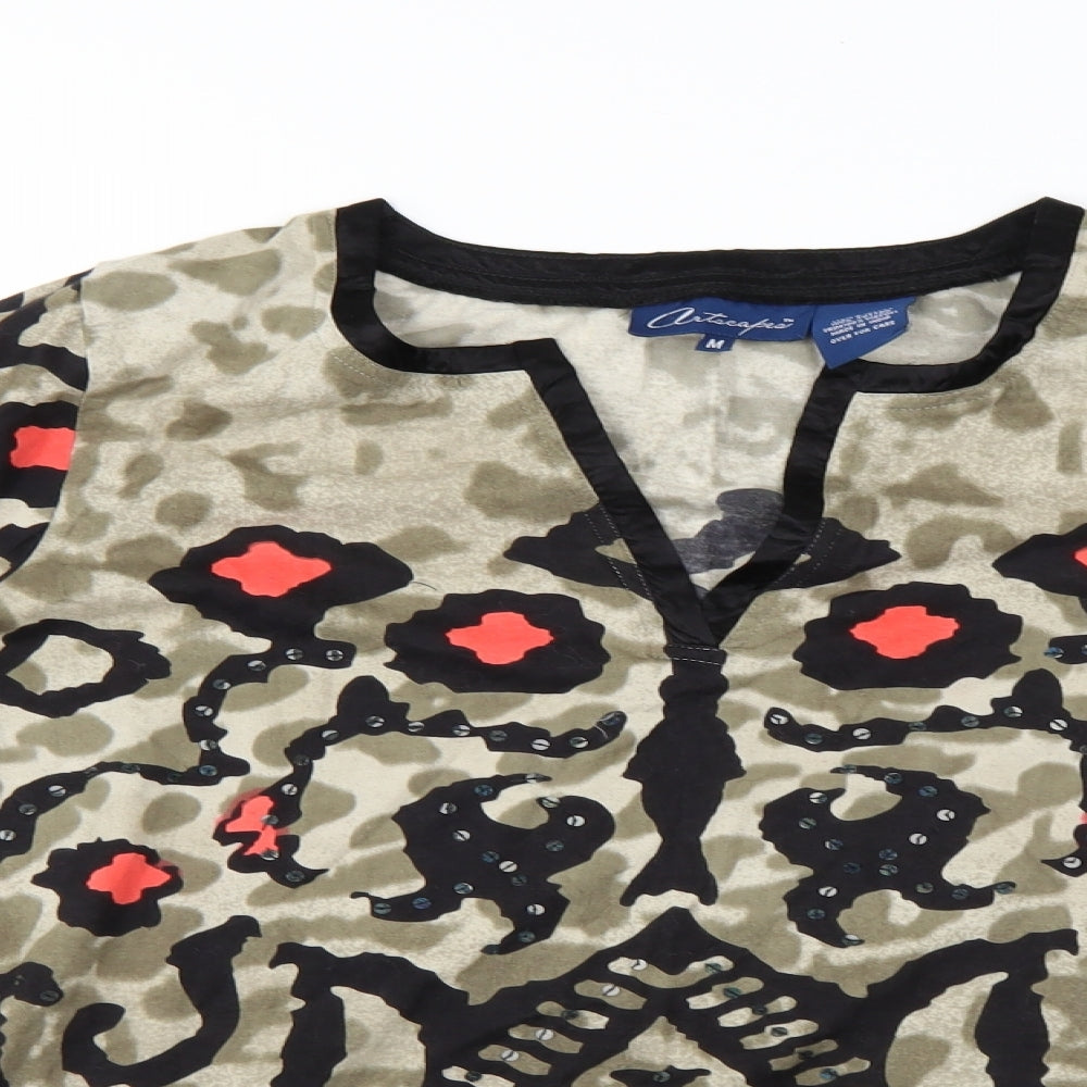 Artscape Womens Multicoloured Animal Print  Tunic Blouse Size M