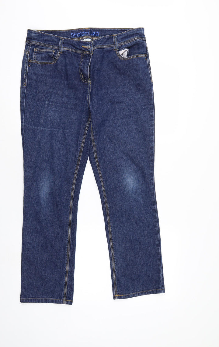 Elite Womens Blue Denim Straight Jeans Size 14 L27 in