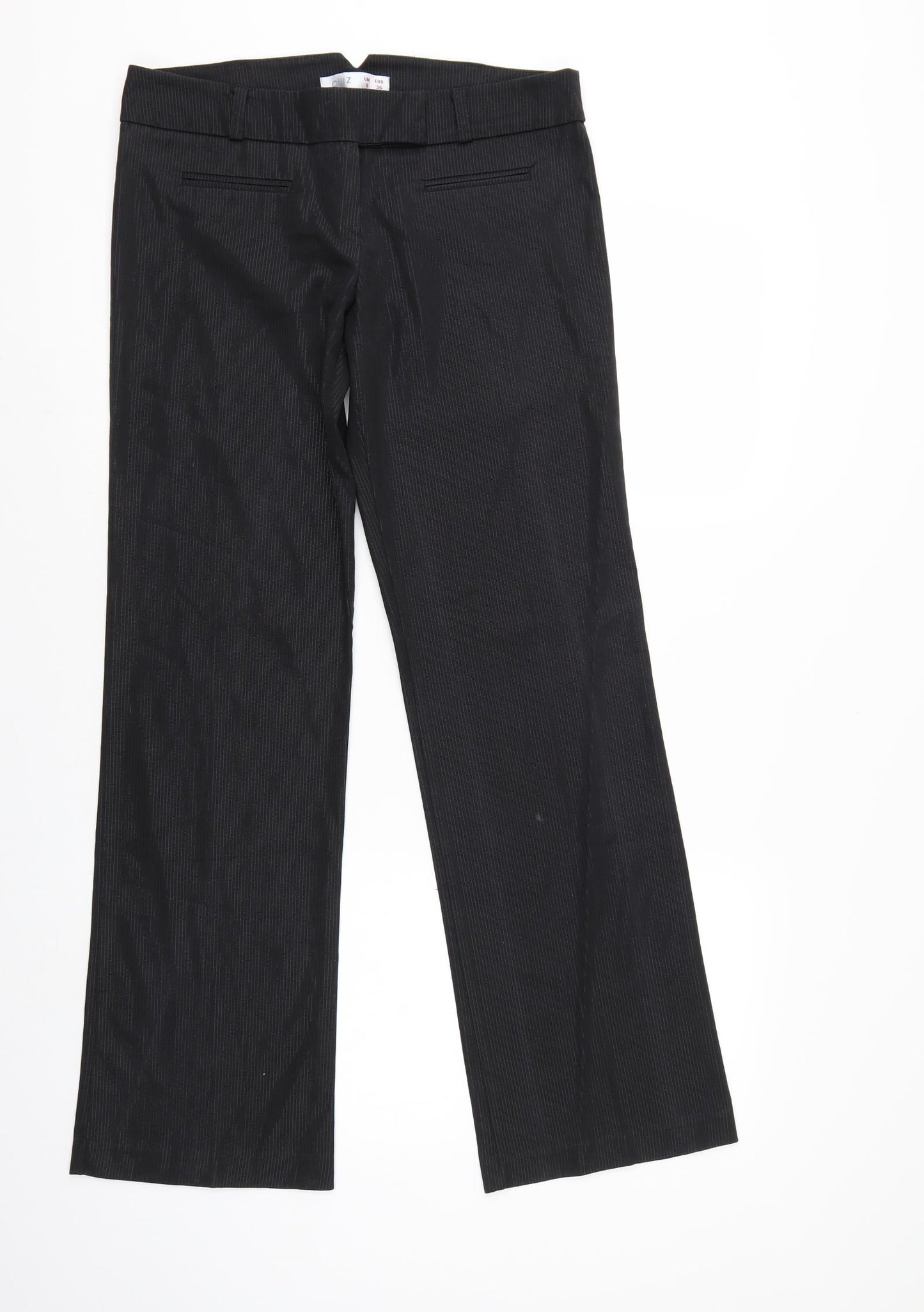 Quiz Womens Black Striped  Trousers  Size 8 L30 in
